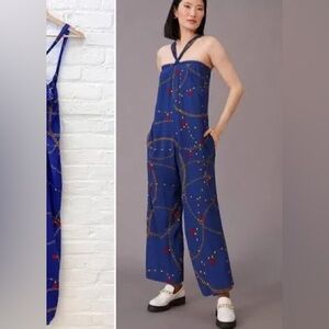 Anthropologie Corey Lynn Carter Blue Jumpsuit with Chain Design